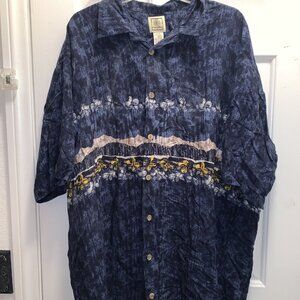 Morro Bay Mens Hawaiian Floral 100% Rayon Shirt Short Sleeve‎ LT